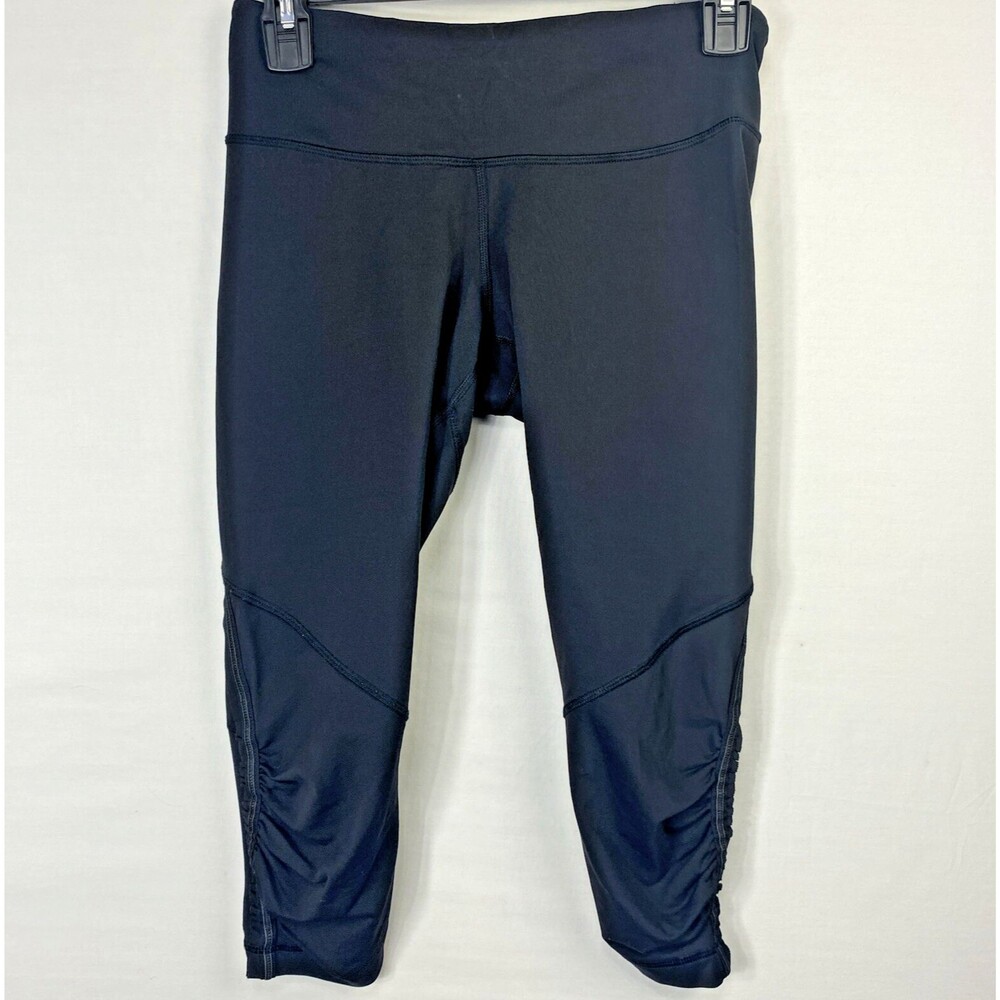 Lululemon Womens Crop Legging Black Gathered Ankle No Size Dot Fits Size Medium